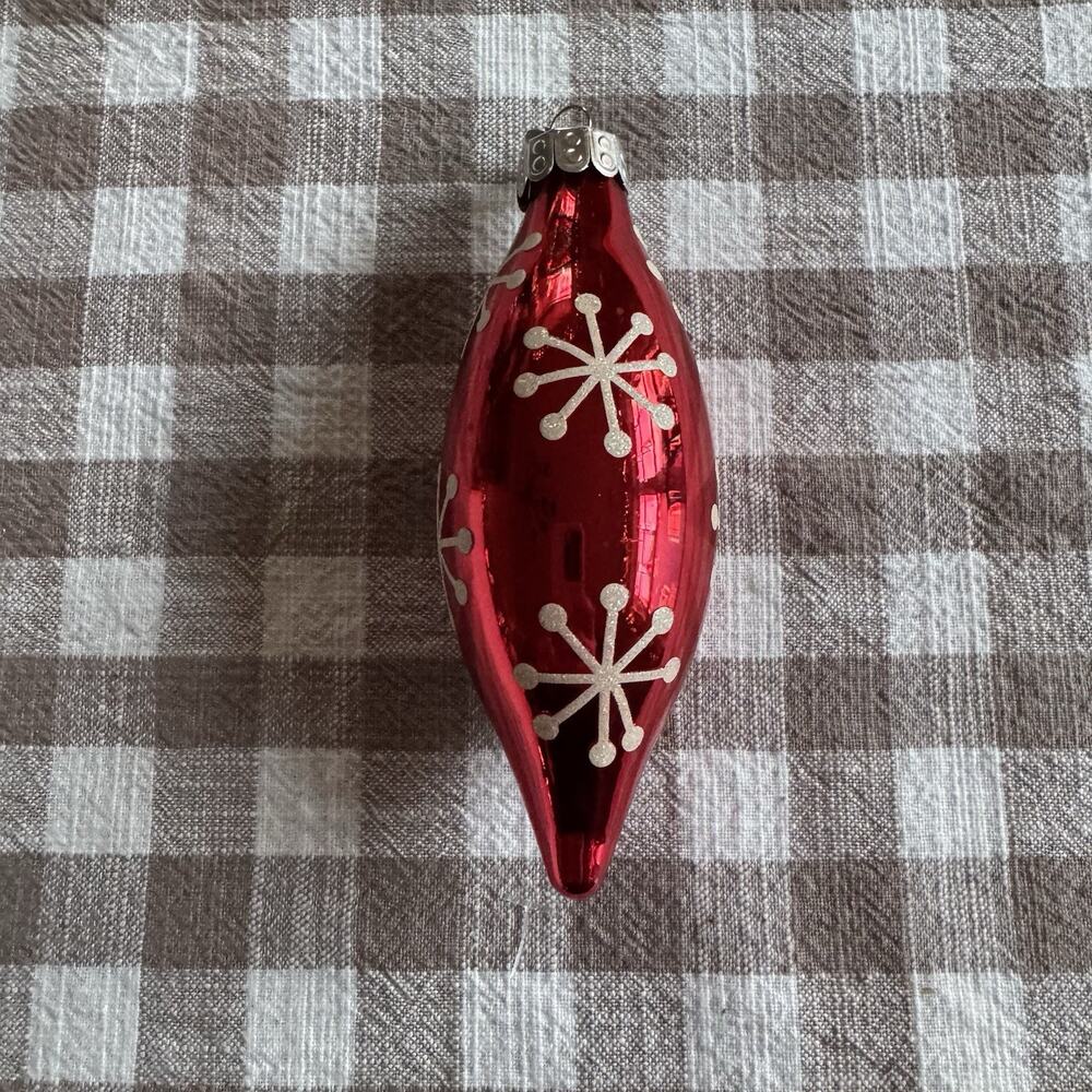 Christopher Radko Red & White Teardrop Celebration Ornament
